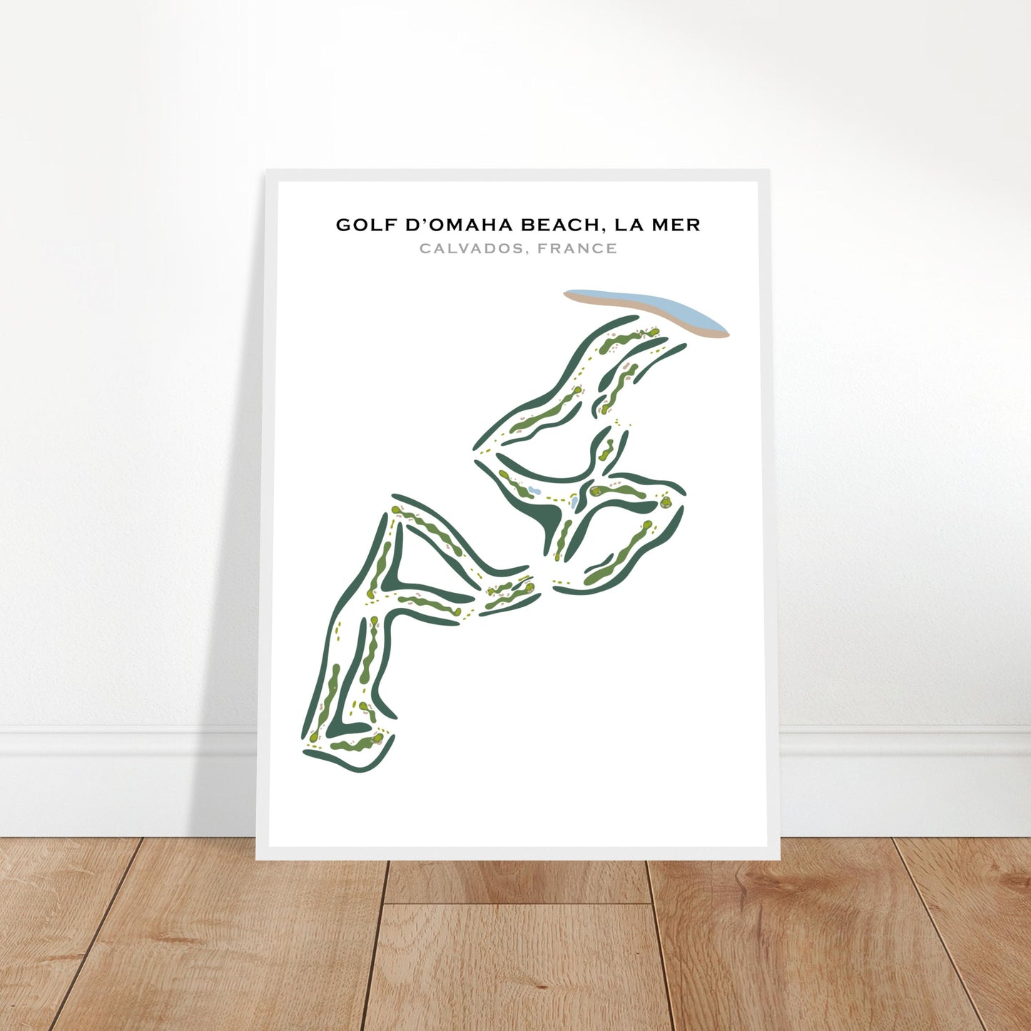 Poster Golf Omaha Beach, la mer cadre blanc