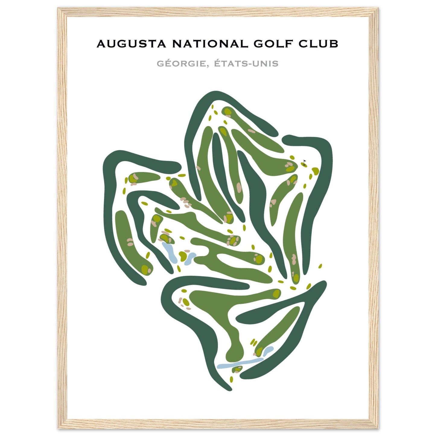 poster-golf-parcours-augusta-cadre-bois